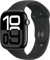 Apple Watch Series 10 GPS 46mm Jet Black Aluminium with Black Sport Band(Jet Black Strap, Free Size)