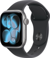 Apple Watch Series 11 GPS + Cellular 42mm Aluminium Case Black Sport Band - S/M(Black Strap, Small/Medium)