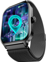 boAt Storm Call 3 Plus w/ Turn by Turn Navigation, QR Tray, 4.97cm(1.96'') HD Display Smartwatch(Black Metal Mesh Strap, Free Size)