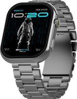 GOBOULT (previously Boult) CrownX 2.0" HD Screen, Working Crown,1000Nits, Metallic Frame Smartwatch(Silver Strap, Free Size)