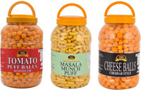 FOOD ESSENTIAL Combo of Cheese Ball(400 g) & Masala Munch Puff(325 g) & Tomato Puff Ball(400 g)(3 x 0.38 kg)