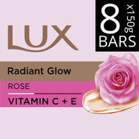 LUX Soft Glow Rose & Vitamin E Soap Bar, Bathing Soap(8 x 150 g)