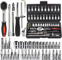 KHANSAHEB 46 In 1 Pcs Tool Kit & Screwdriver and Socket Set,Hand Tool Kit Socket Set(Pack of 46)