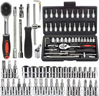 KHANSAHEB 46 In 1 Pcs Tool Kit & Screwdriver and Socket Set,Hand Tool Kit Socket Set(Pack of 46)