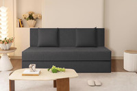 WAKESURE GO Premium Quality Jute Fabric Lightweight Easy 2 Seater Single Foam Fold Out Sofa Cum Bed(Finish Color - Dark Grey Delivery Condition - Pre-assembled)