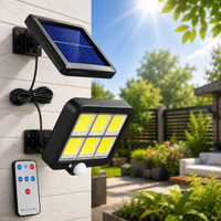 REMICH Solar Motion Sensor Light Outdoor,3 Lighting Modes, 120 COB LED Night Light Solar Light Set(Wall Mounted Pack of 1)