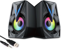 Frontech Multimedia Speakers | Stereo Sound | RGB Lighting | USB Powered | 3.5mm AUX | 12 W Laptop/Desktop Speaker(Black, 2.0 Channel)