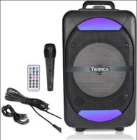 TRONICA VIBRA Rechargeable Bluetooth Karaoke Speaker with Wired Mic, USB/SD 30 W Bluetooth Party Speaker(Black, 2.0 Channel)