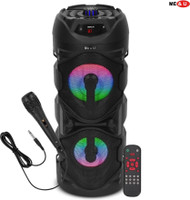 pTron Fusion Party V2 40W Bluetooth Speaker w/ 3m Wired Karaoke Mic, Immersive Sound, 6Hrs Playtime, RGB Light, TWS Mode, Party Speaker w/Bluetooth V5.0, Aux Port, USB & SD Card Playback (Coal Black)