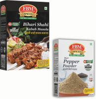 FBM Flavour Booster Masale FBM Bihari Kabab Masala & Black Pepper Premium Smoky BBQ Combo (50g Each)(100 g)