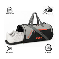 SLOVIC Comfortable & Stylish Gym Bag | Sports Bag For Men & Women |Multi-Functional(Black, Kit Bag)