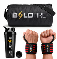 BoldFire Fitness ComboWrist Band With Gym Bag & 700ML Gym Shaker with Whisk Ball(PACKOF3)(Black, Kit Bag)