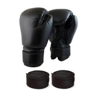 Monika Sports Training Handwrap (Tape) Boxing Gloves(Black)