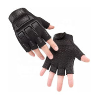 Shihen 1 Pair Motorbike Bike Fingerless Gloves For Men Cycling Gloves(Black)