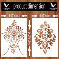 PRIYANKADECOR WALL PAINTING FOR STENCIL DESIGN OF WALL WITH COMBO SIZE (16 INCH X 24 INCH ) WITH FLORAL PATTERN STENCIL WALL DESIGNS FOR DECORATION OF ROOMS, CRAFT, CEILING, HALLS, ETC Stencil(Pack of 2, PAINT HOME DECOR)