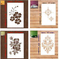 PRIYANKADECOR WALL PAINTING FOR (Size:- 16X24 Inch Theme(2010) Pattern Design Suitable For Kids Room, Home Entrance, Office & Pooja Room Decoration Stencil(Pack of 4, Stencil)