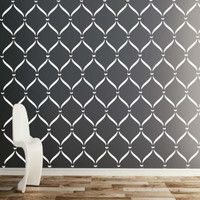 shine interiors Stencils for wall painting" Theme:-"Ribbon Stripes" Wall Stencils Keylink Design (Size 16x24 Inch) Reusable Sheet. All Over Design Stencil(Pack of 1, Wall Stencil)