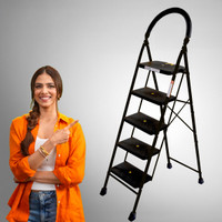 ProHome 5 Step Steel Ladder for Home With Anti Skid shoes Steel Ladder(With Platform)