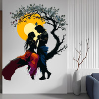 Happy Customise 50 CM Colorful Adorable Radha Krishna Wall Decal(50 cm X 32 cm, Multicolor)