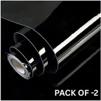 Wallcol 200 cm Plain Black Waterproof Wallpaper For Furniture,Kitchen,Fridge,Door,Wall Etc. Self Adhesive Sticker(Pack of 2)