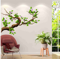 stylishdecor 85 cm Natural Decorative Floral Branch with Leaves Sticker for a Green Touch Self Adhesive Sticker(Pack of 1)