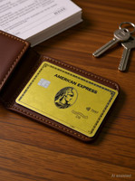 Stickloop 6 inch American Express Card Skin Gold Reusable Sticker(Pack of 1)