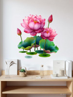 Decal O Decal 40 cm Elegant Lotus Flower Wall Sticker for Living Room & Bedroom Self Adhesive Sticker(Pack of 1)