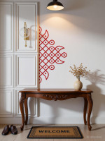 Decal O Decal 60 cm Traditional Kolam Wall Sticker|Red Rangoli for Living Room & Entrance Décor Self Adhesive Sticker(Pack of 1)