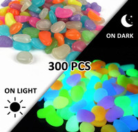 MagicPebbles 300 PCS Glow Pebbles: Multi-Color Night Glow Stones for Garden & Fish Tank Decor Polished Angular Crystal Pebbles(Multicolor 300 Pieces)