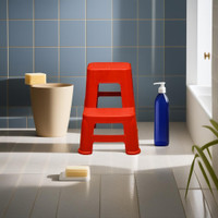 Nilkamal Strong & Durable Step Stool STL 21|100%PolyPropylene|For Living,Bed Room,Kitchen Bathroom Stool(Red, Pre-assembled)
