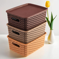 CENTURY Plastic Storage Basket With Lid 3 Piece Multipurpose Box Storage Basket(Pack of 3)