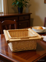 KLIVON Wooden Kitchen PVC Wicker Basket | Storage for Veggies & Fruits | 16.3W x 20D x 8H Storage Basket(Pack of 1)
