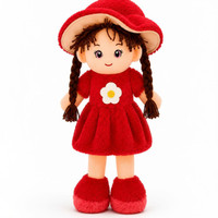 BlingNBeats Soft Plush Doll with 2 Shade RED Dress & Hat | Cute Doll Kids and Girls  - 45 cm(Red+Tan)
