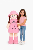 Apnawholesale 2 Feet Soft Doll for Girls, Cute Large Plush Doll Toy for Kids  - 60.96 cm(Pink)