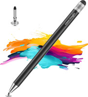 Case-Magic 2-in-1 Universal Stylus Pen with Fine Point Disc and Rubber Fiber Tip Stylus(Black)