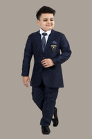 BT DEZINES 4-Piece Coat Pant Suit Set Solid Boys Suit