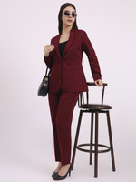 Apsra Boutique Formal Women Pantsuit, Single Button Blazer with Straight Pants Solid Women Suit