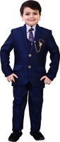 BT DEZINES 5 Piece Coat Suit Set: Shirt Pants Blazer Waistcoat & Tie for Kids & Boys Solid Boys Suit