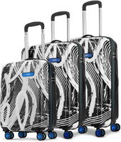 SKYBAGS Stroke Hard Luggage Pack of 3 (55+67+77 cm)|Printed Trolley with 8 Wheels|Unisex Cabin & Check-in Set - 31 Inch