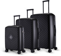 NASHER MILES Antwerp Expander Hardside Polypropylene Black Trolley Bags(55,65&75Cm) Expandable  Cabin & Check-in Set - 28 inch