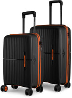 NASHER MILES Sprgfield HardSide Polypropylene Luggage of 2 Black Trolley Bag(55&65cm) Cabin & Check-in Set 8 Wheels - 24 inch