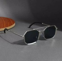 Rich Club Retro Square Sunglasses(For Men & Women, Black)