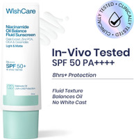 WishCare Sunscreen - SPF 50+ PA++++ Niacinamide Oil Balance Fluid Sunscreen|In Vivo Tested|For Men and Women(50 ml)
