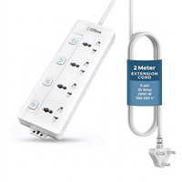EMBox Power Extension Cord Heavy Duty Spike Guard With Individual Switches 4  Socket Extension Boards(White, 2 m)