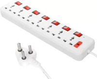D-DEVOX SB ELECTRIC BOARD POWER STRIP MULTI PLUG 7 socket 3m wire 7 7  Socket Extension Boards(White, Red, 3 m)
