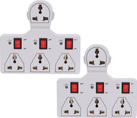 DIGWAY 4 UNIVERSAL SOCKETS 3 SWITCHS MULTI PLUG EXTENSION BOARD(PACK of 2) 6 A Three Pin Socket