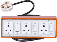 JELECTRICALS Brown (3+3) Heavy Duty Extension Board 6A 3 Anchor Switch & 8 Meter Copper Wire 3  Socket Extension Boards(Brown, 8 m)