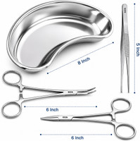 Bos Medicare Surgical Kidney Tray, Artery Forceps, Kocher, Dressing Forceps, Scissors & Needle Holder Needle Holders