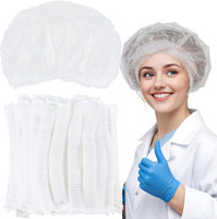 tick mark 100 Pieces Disposable Non Woven Bouffant (White) Cap Surgical Head Cap Hair Net Surgical Head Cap(Disposable)