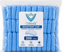 7SHIELD 200 Pieces Disposable Non Woven Bouffant (Blue) Surgical Head Cap(Disposable)